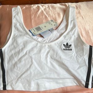 white adidas crop tank